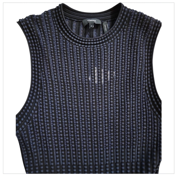 🦃TODAY ONLY🦃Theory check Blue/ black Mini Dress Fit & Flare NWT sz M - Picture 8 of 9